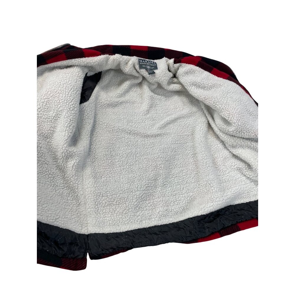 Maxxsell Mens Sherpa Lined Buffalo Plaid Red Black Winter Jacket Size XXL SKU 93 - Picture 14 of 15
